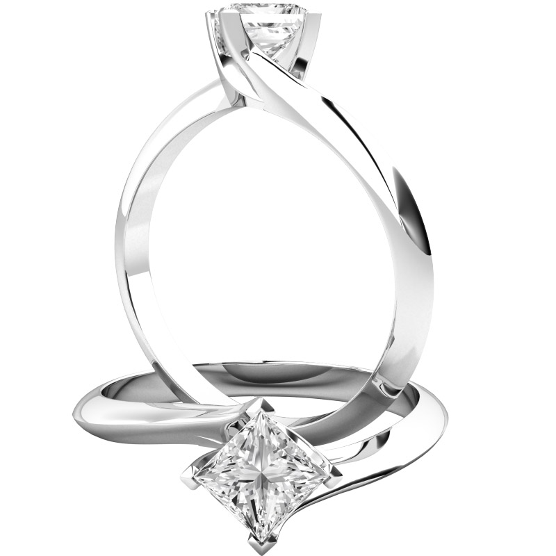 Twisted princess cut hot sale engagement ring